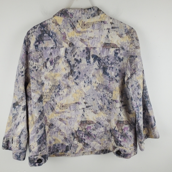Chico's Jacket large Purple Pastel Spring Button Up 3/4 sleeves Lightweight - Picture 2 of 16